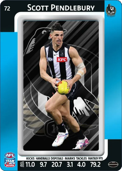 Scott Pendlebury, #72, Blue Parallel, 2025 Teamcoach AFL