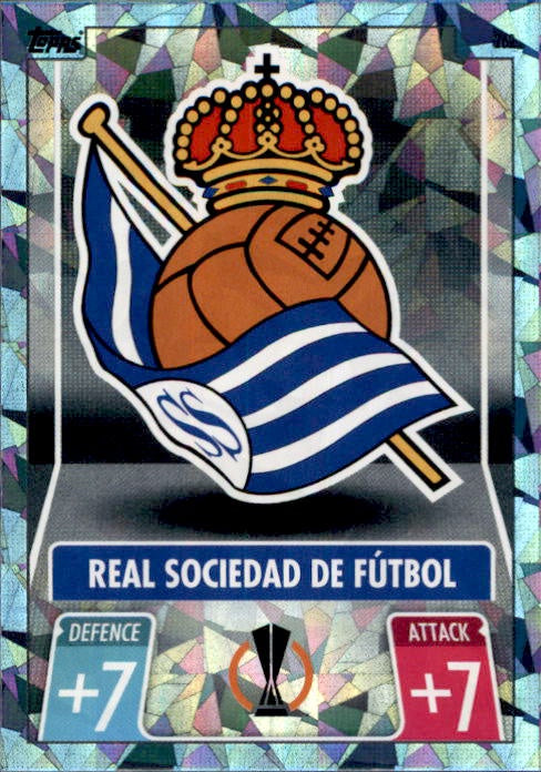 Real Sociedad De Futbol, Club Badge, Blue Crystal Parallel, 2021-22 Topps Match Attax UEFA Champions & Europa League
