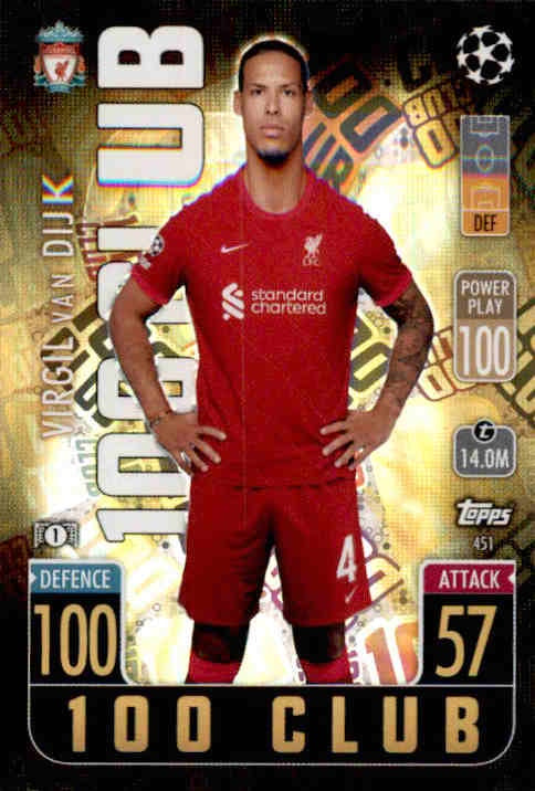 Virgil van Dijk, 100 Club, 2021-22 Topps Match Attax UEFA Champions & Europa League
