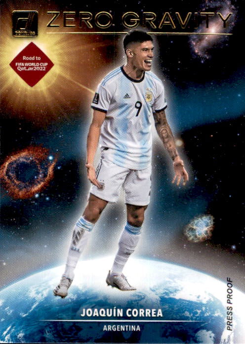 Joaquin Correa, Zero Gravity, GOLD Press Proof, 2021-22 Panini Donruss Soccer Road To FIFA World Cup Qatar