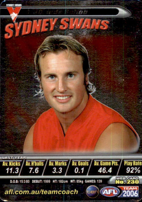 Jude Bolton, Silver, 2006 Teamcoach AFL