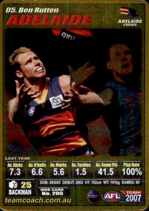 Ben Rutten, Gold, 2007 Teamcoach AFL