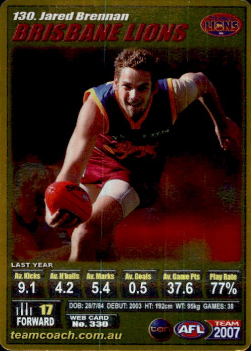 Jared Brennan, Gold, 2007 Teamcoach AFL