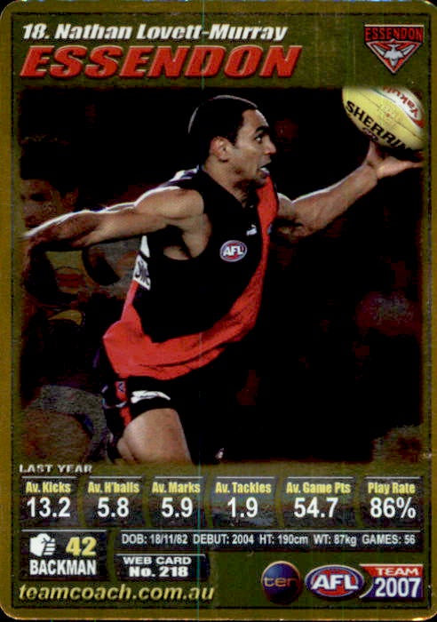 Nathan Lovett-Murray, Gold, 2007 Teamcoach AFL