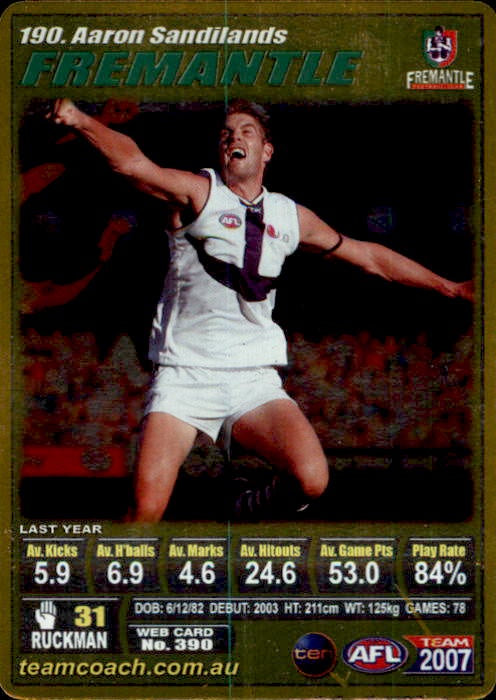 Aaron Sandilands, Gold, 2007 Teamcoach AFL
