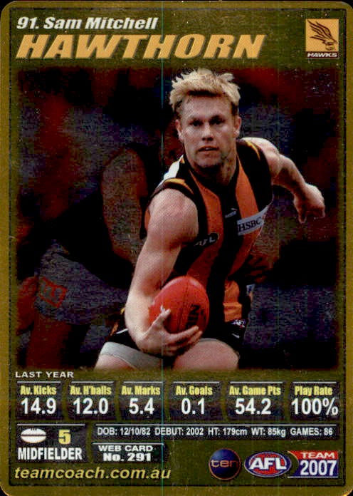 Sam Mitchell, Gold, 2007 Teamcoach AFL