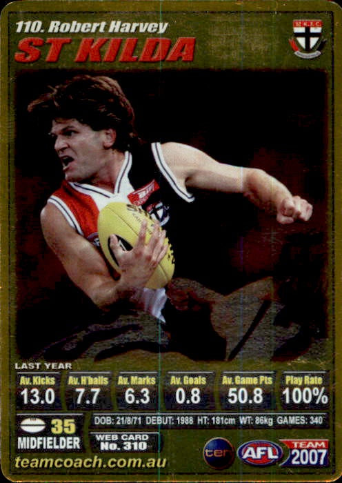 Robert Harvey, Gold, 2007 Teamcoach AFL