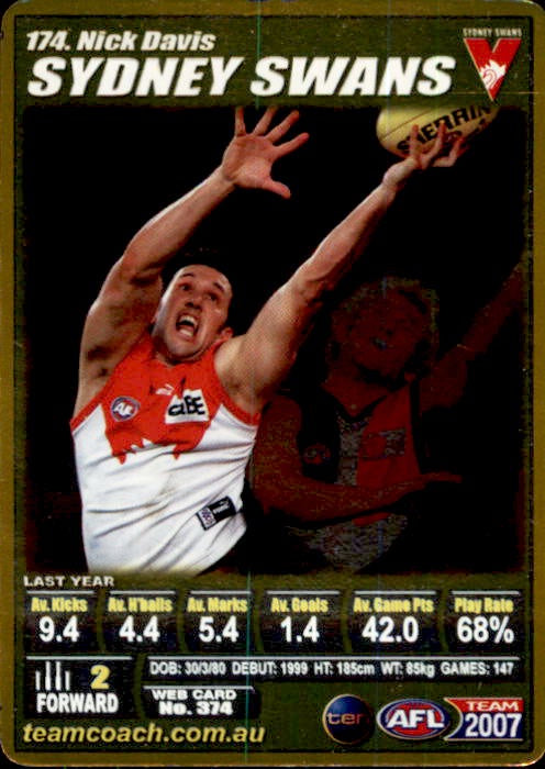 Nick Davis, Gold, 2007 Teamcoach AFL