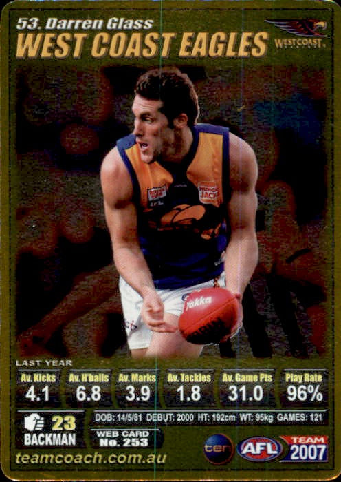 Darren Glass, Gold, 2007 Teamcoach AFL