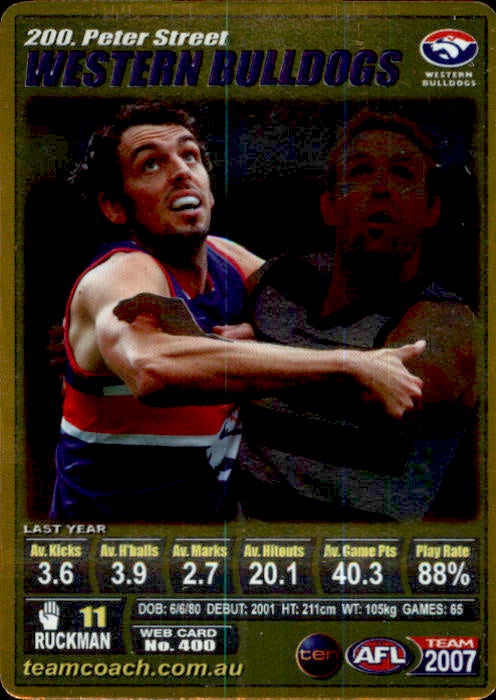 Peter Street, Gold, 2007 Teamcoach AFL
