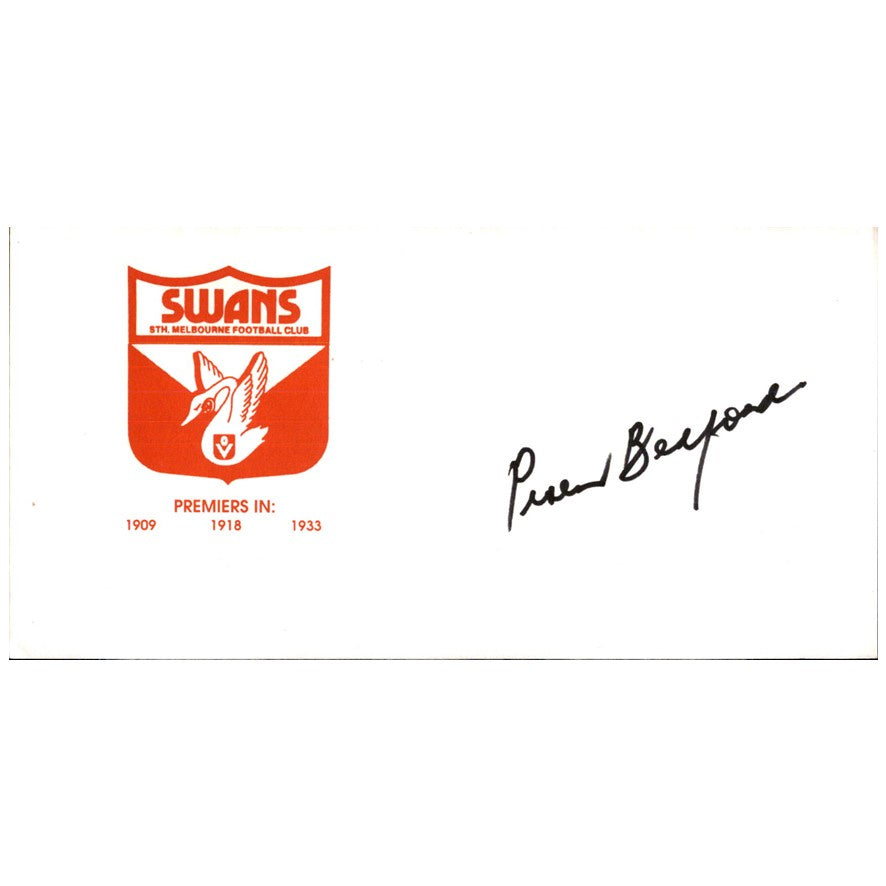 Peter Bedford Signed South Melbourne Swans Envelope