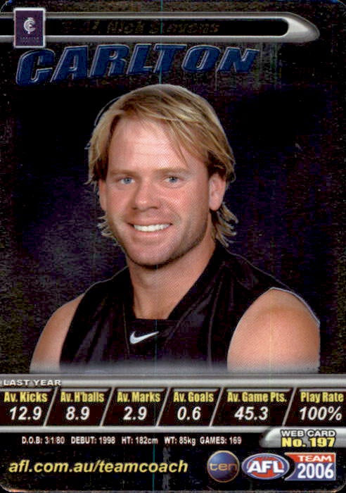 Nick Stevens, Silver, 2006 Teamcoach AFL