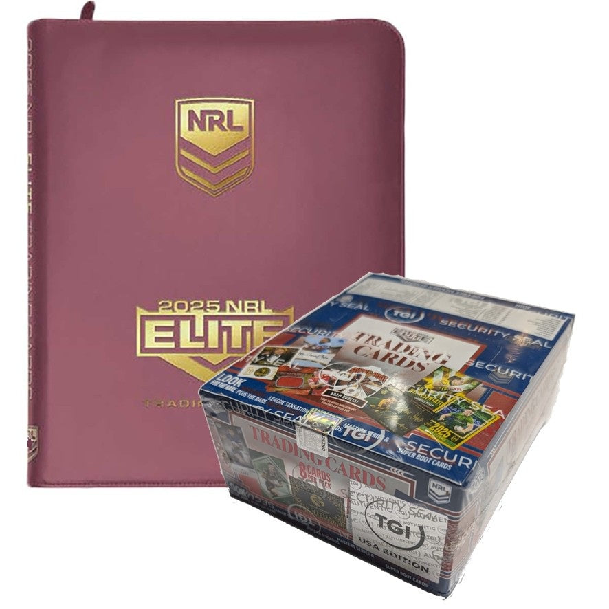 COMBO: 2025 TLA NRL Elite USA Rugby League Sealed Trading Cards Box & Folder