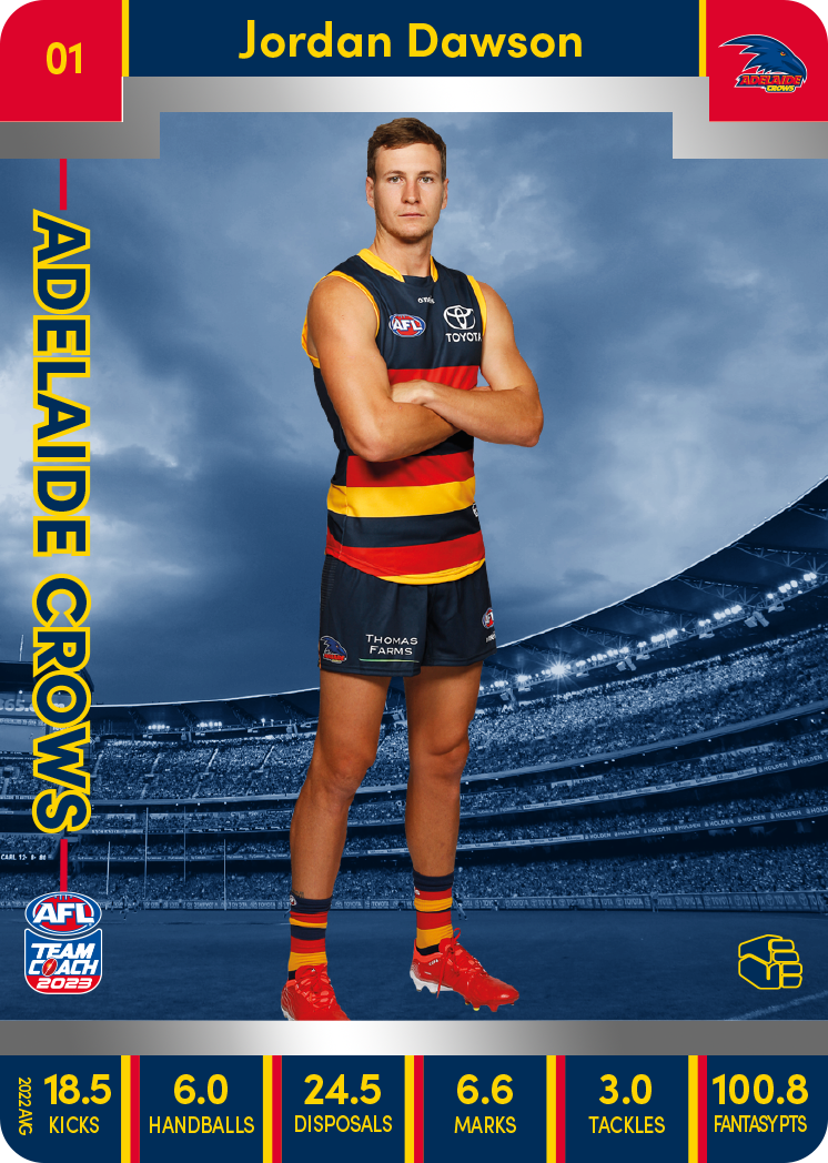 Jordan Dawson, 01, Silver Parallel, 2023 Teamcoach AFL