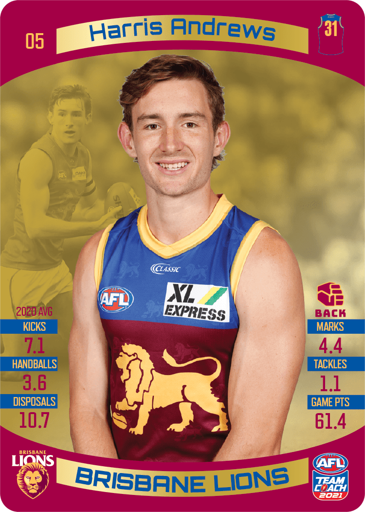Harris Andrews, Gold, 2021 Teamcoach AFL