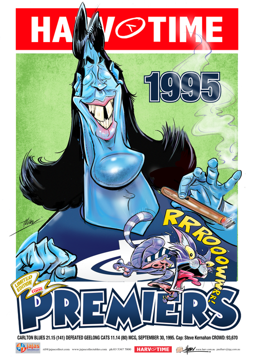 Carlton Blues 1995 Premiership Poster, Harv Time