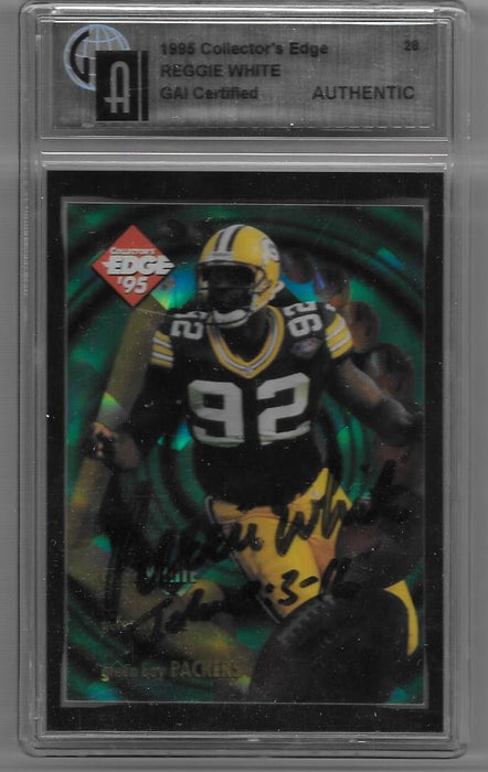 Reggie White, SIgned 1995 Collectors Edge Tech, GAI Certified Authentic