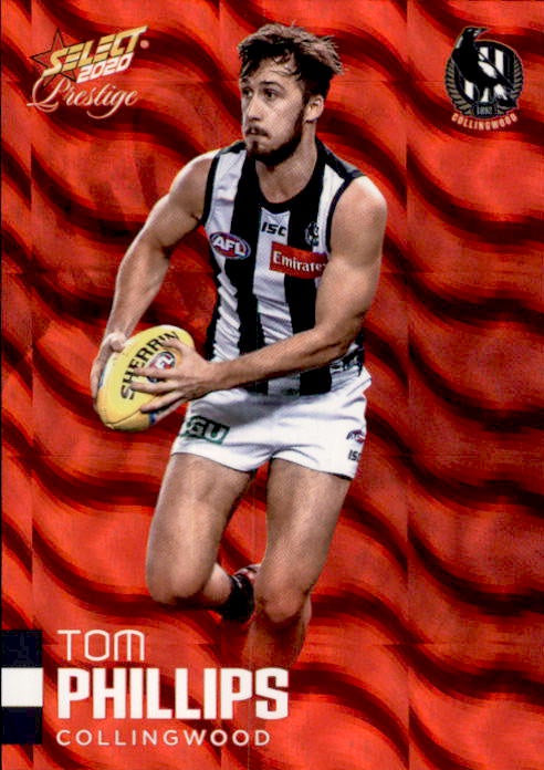 Tom Phillips, #80, Red Parallel, 2020 Select AFL PRESTIGE Footy Stars