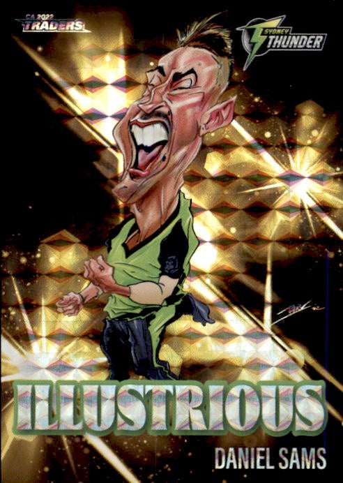 Daniel Sams, Illustrious Yellow, 2022-23 TLA Traders Cricket Australia & BBL Trading Cards