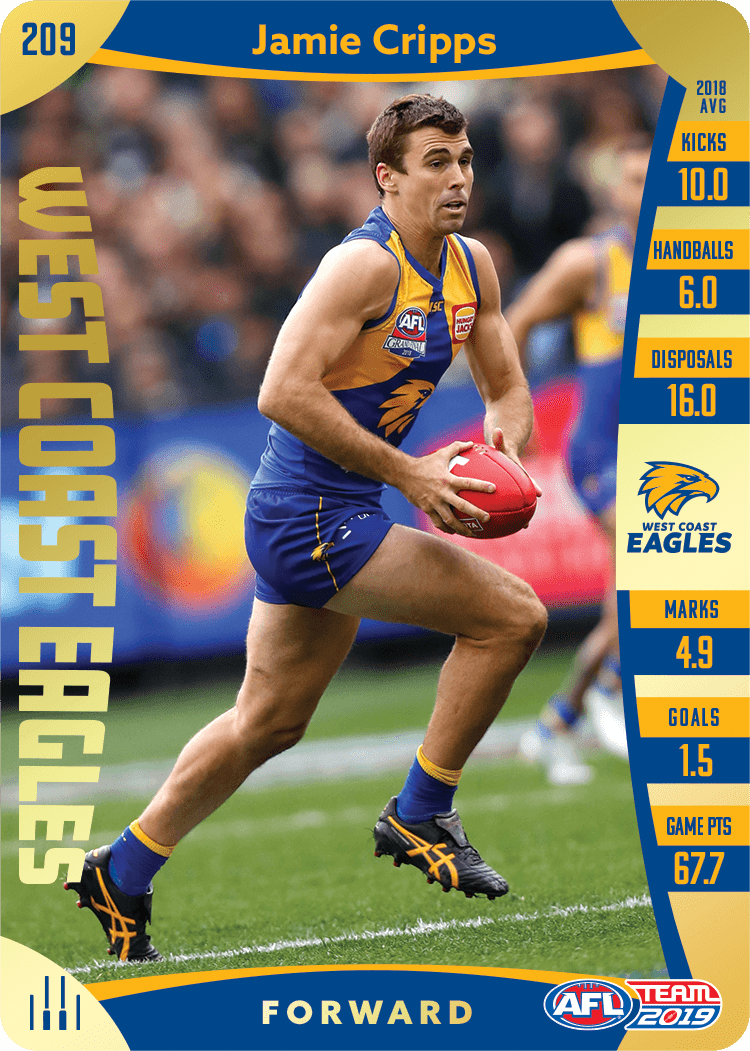 Jamie Cripps, Gold, 2019 Teamcoach AFL