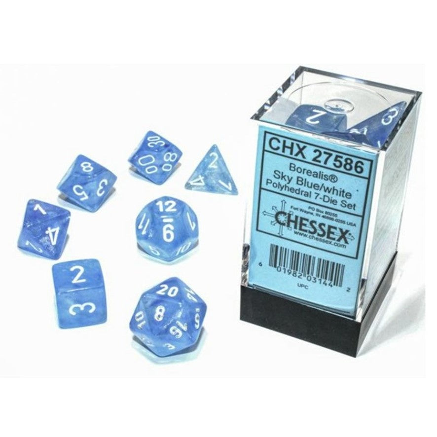 CHX 27586 Borealis Polyhedral Sky Blue/White Luminary 7-Die Set