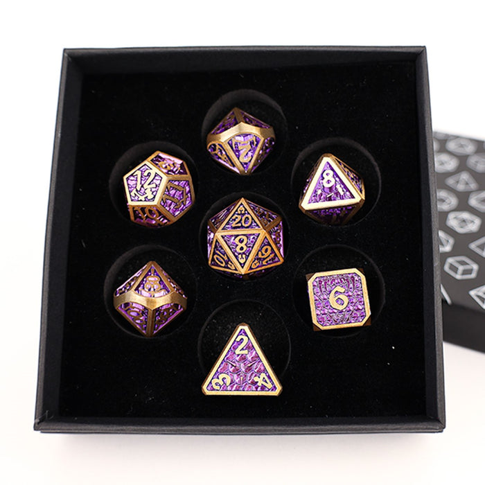 LPG Dice Set - Metal RPG Draco Bright Purple Brass
