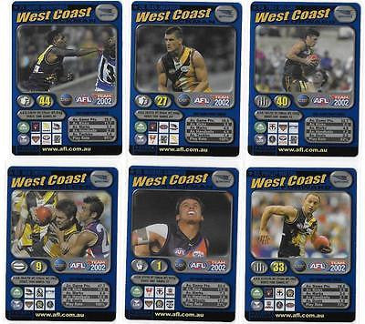 2002 AFL Teamcoach Blue Prize Westcoast Eagles Team Set