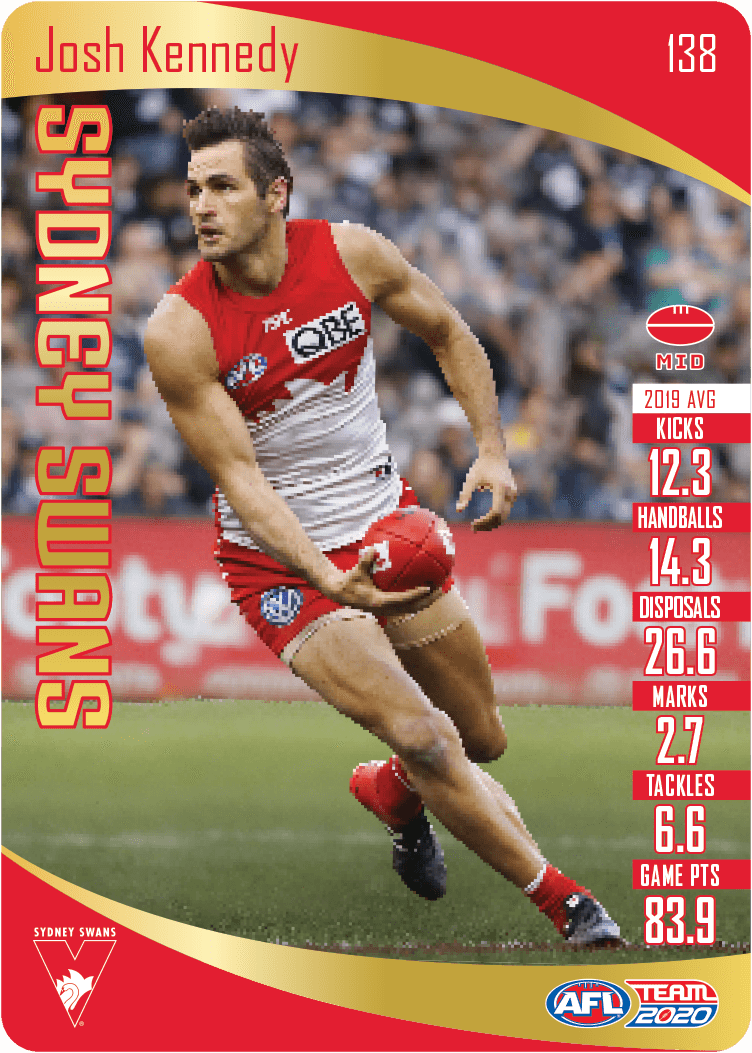 Josh Kennedy, Gold, 2020 Teamcoach AFL Swans
