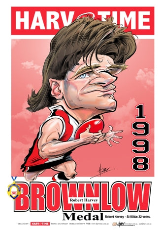 Robert Harvey, 1997 Brownlow Medallist, Harv Time Poster