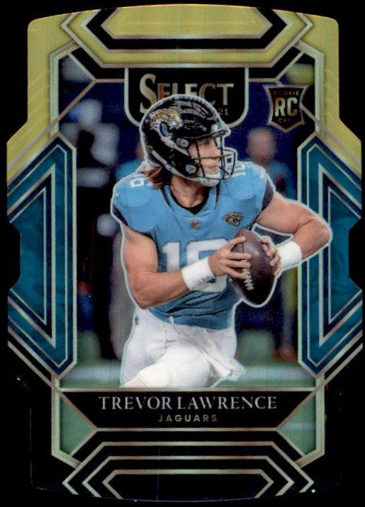 Trevor Lawrence, RC, Club Level Die-cut Black & Gold Prizm, 2021 Panini Select Football NFL