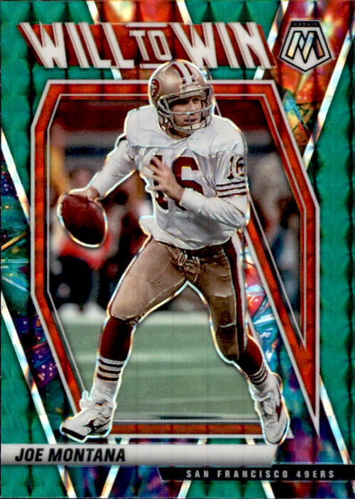 Joe Montana, Will to Win, Green Prizm, 2021 Panini Mosaic Football NFL
