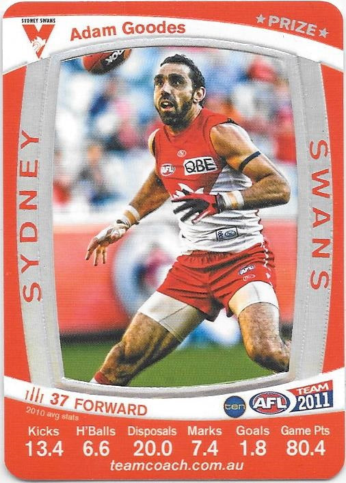 Adam Goodes, Prize card, 2011 Teamcoach AFL
