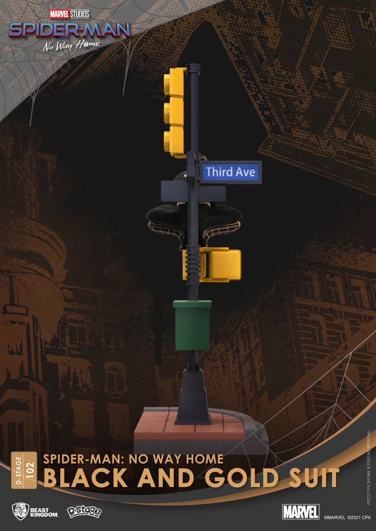 Beast Kingdom D Stage Spiderman No Way From Home Spiderman Black and Gold Suit