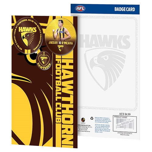 HAWTHORN HAWKS 3 BADGE GREETING CARD