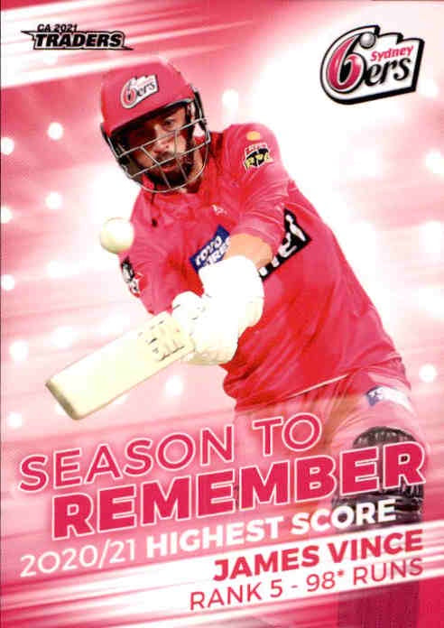 James Vince, #25, Season to Remember, 2021-22 TLA Traders Cricket Australia & BBL