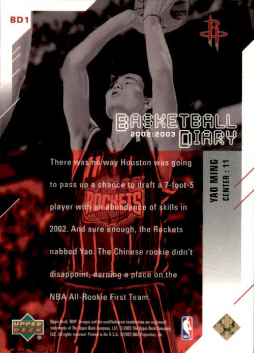 Yao Ming, Basketball Diary, 2002-03 UD MVP Basketball NBA