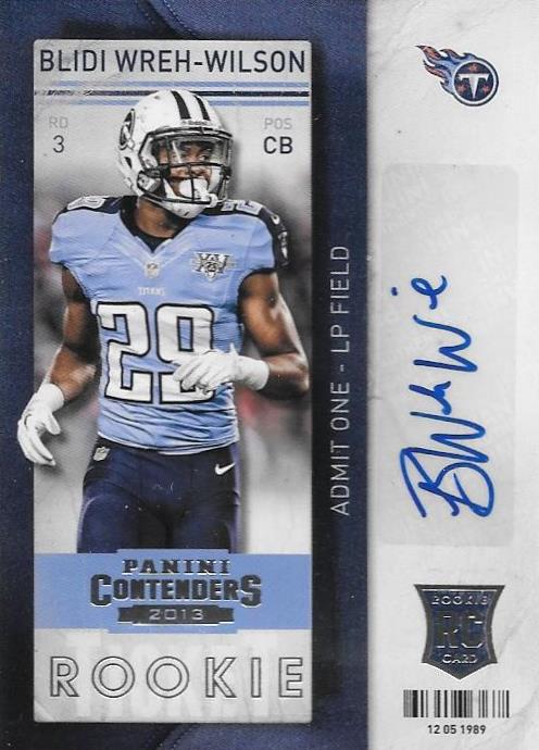 Blidi Wreh-Wilson, Rookie Ticket Autograph, 2013 Panini Contenders NFL