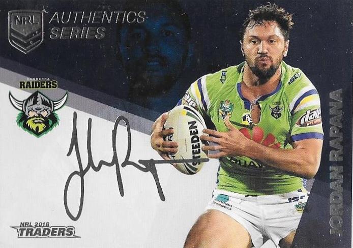 Jordan Rapana, NRL Authentics Series Silver, 2018 ESP Traders NRL