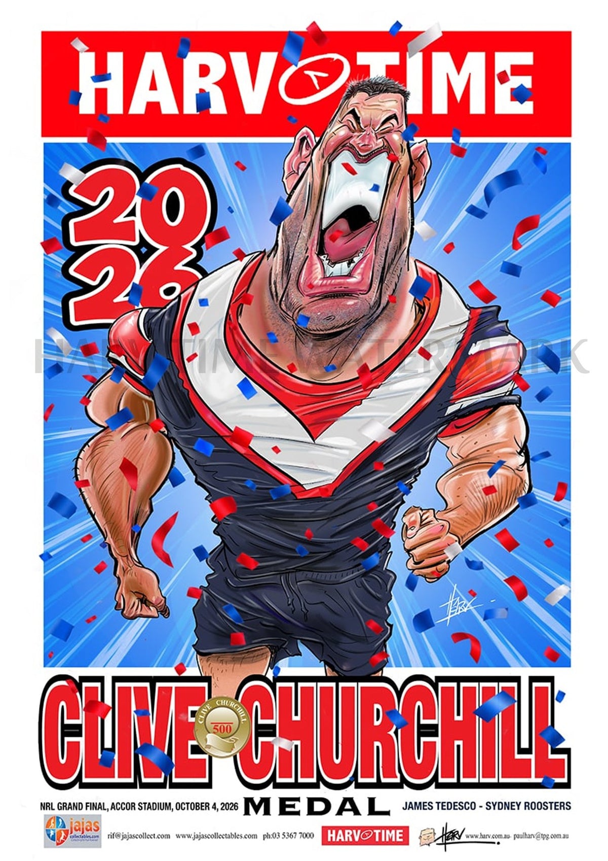 James Tedesco, 2026 Churchill Medallist, Harv Time Poster