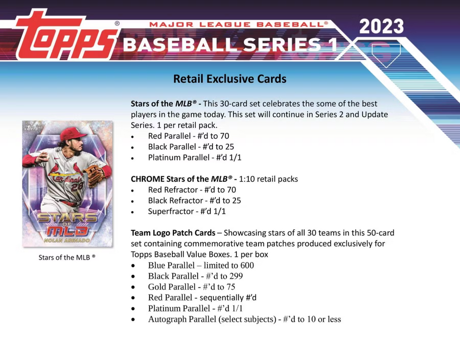 2023 Topps Series 1 MLB Baseball 7-Pack Blaster Box- with Commemorative Relic Card