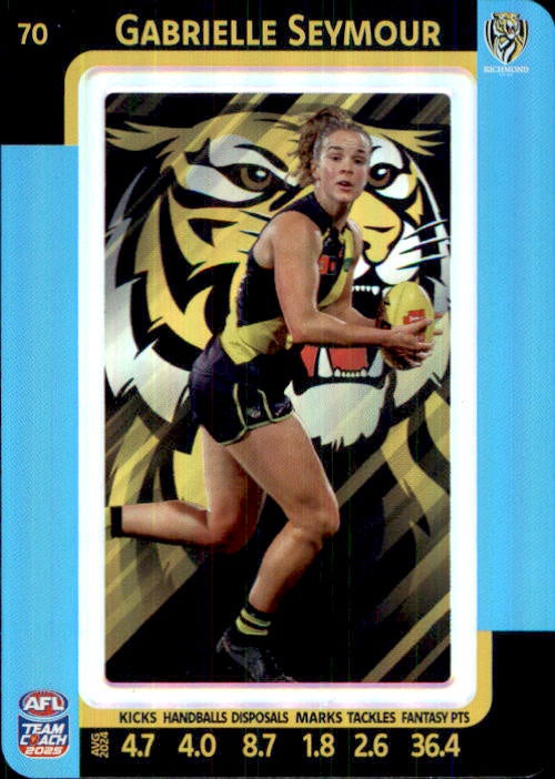 Gabrielle Seymour, #70, Blue Parallel, 2025 Teamcoach AFLW