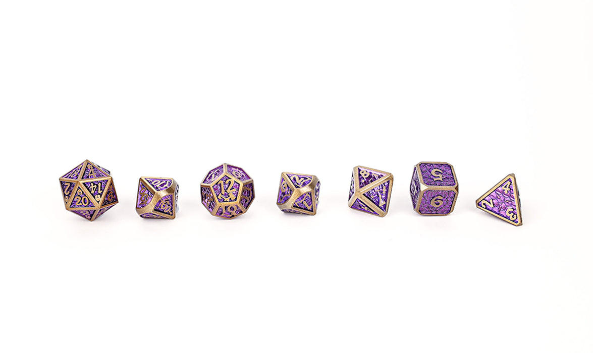 LPG Dice Set - Metal RPG Draco Bright Purple Brass