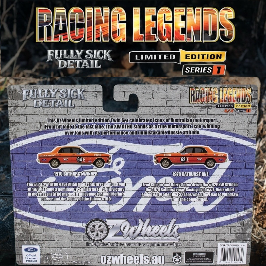 Oz Wheels Racing Legends FSD, Bathurst Twin Set - #64E 1970 Winner & #62E Ford XW Falcon, 1:64 Scale Diecast Car