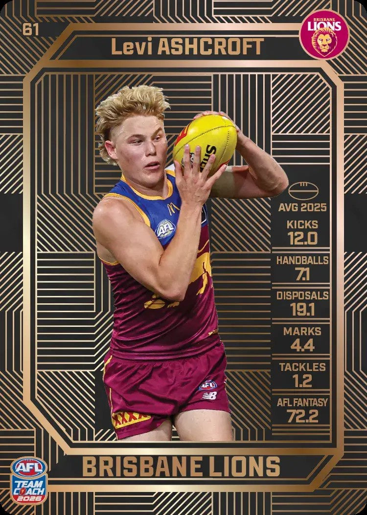 Levi Ashcroft, #61, Bronze, 2026 Teamcoach AFL