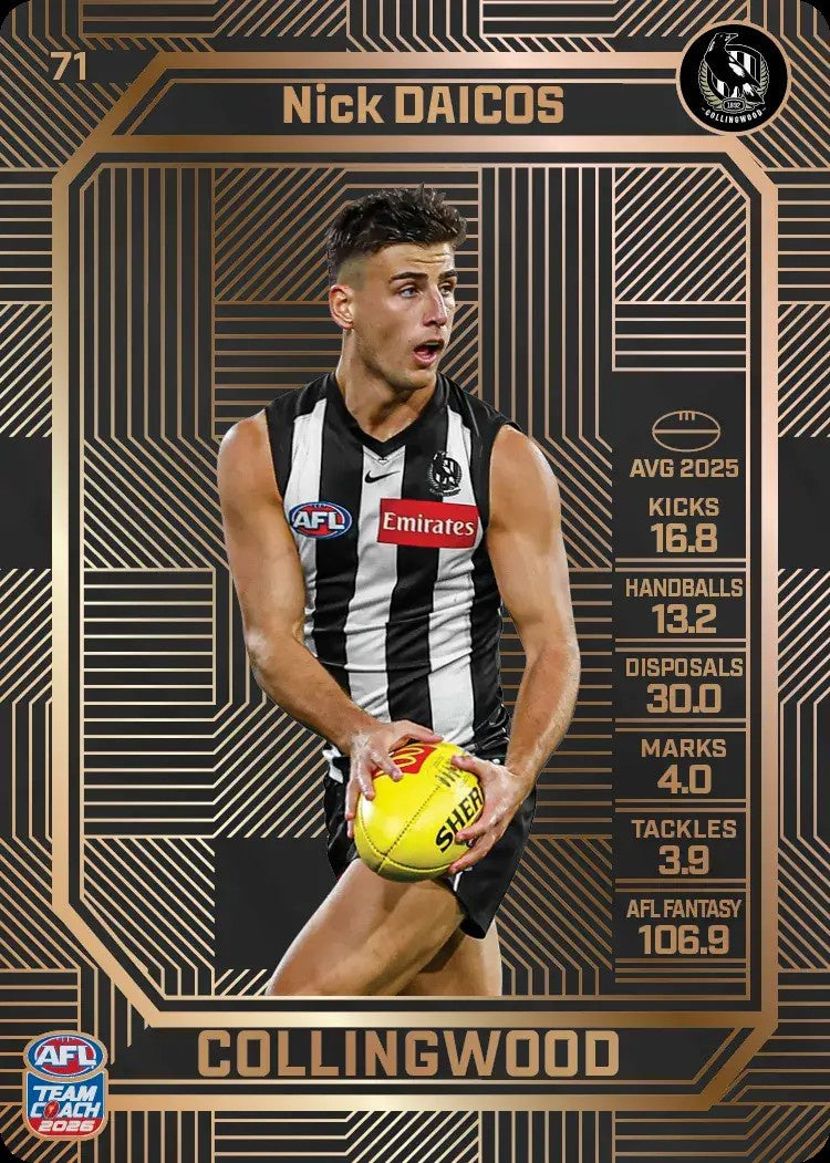 Nick Daicos, #71, Bronze, 2026 Teamcoach AFL