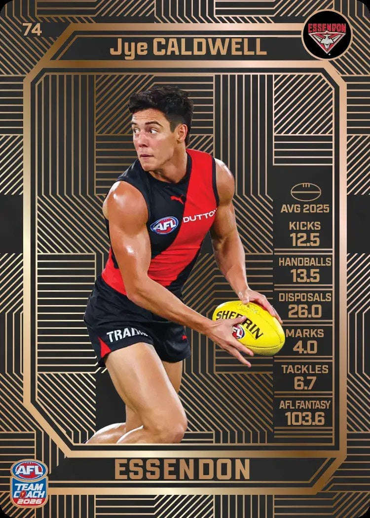 Jye Caldwell, #74, Bronze, 2026 Teamcoach AFL