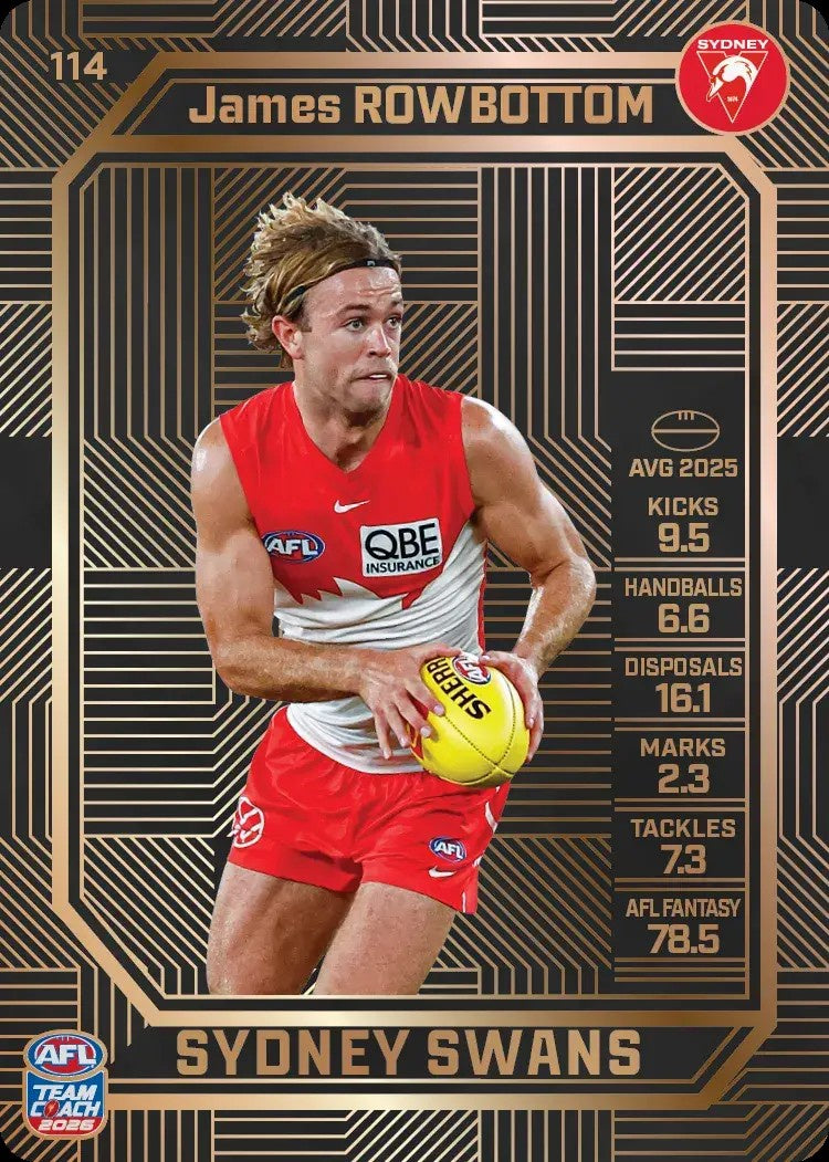 James Rowbottom, #114, Bronze, 2026 Teamcoach AFL