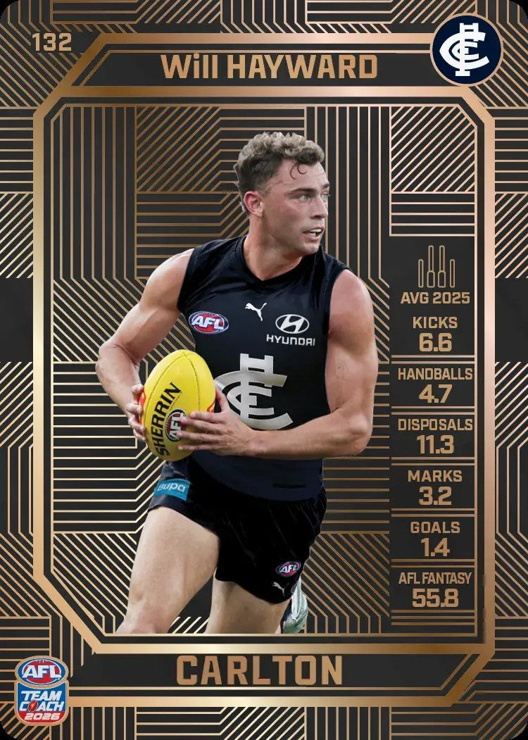 Will Hayward, #132, Bronze, 2026 Teamcoach AFL