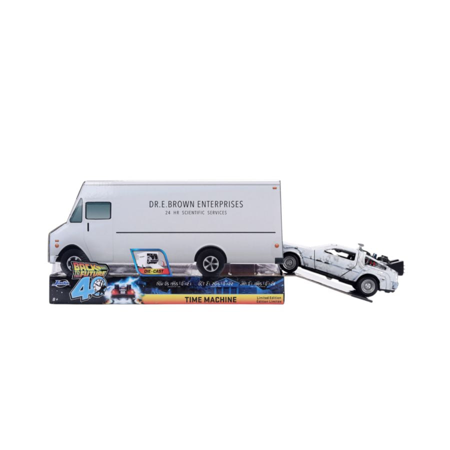 Back to the Future - Delorean (Frosted) 1:32 Scale Diecast Vehicle with Truck Box (SDCC Exclusive)