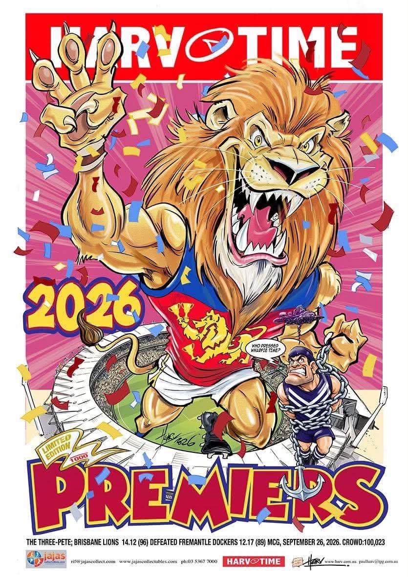 Brisbane Lions 2026 Premiership Poster, Harv Time